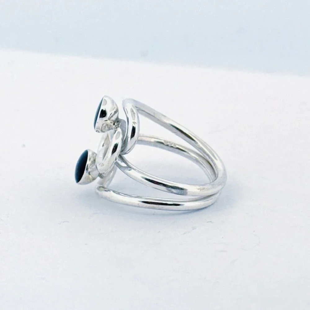 Vintage Sterling Silver 925 Spiral Wrap Ring Black Onyx Size 8 Estate 8.9g - Picture 6 of 10